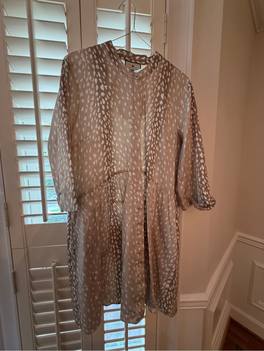 Tuckernuck Beige Printed 3/4 Sleeve Swing Dress